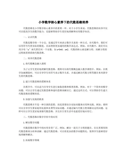 小学数学核心素养下的代数思维培养