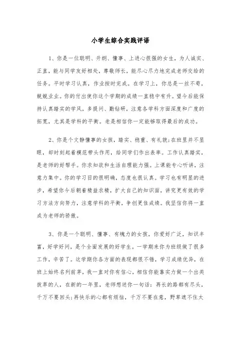 小学生综合实践评语（2篇）