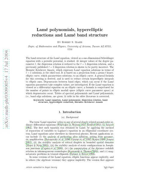 Lam'e polynomials, hyperelliptic reductions and Lam'e band structure