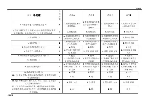 自考设计素描习题题目练习