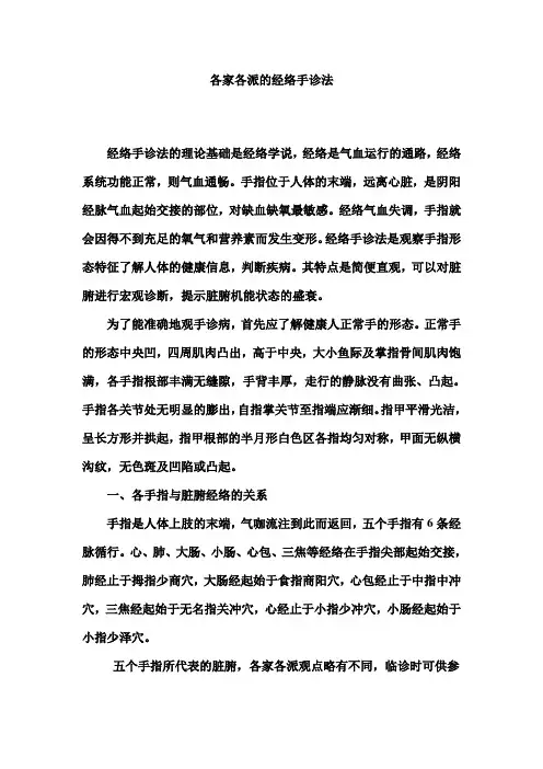 各家各派的经络手诊法