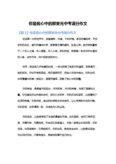 你是我心中的那束光中考满分作文