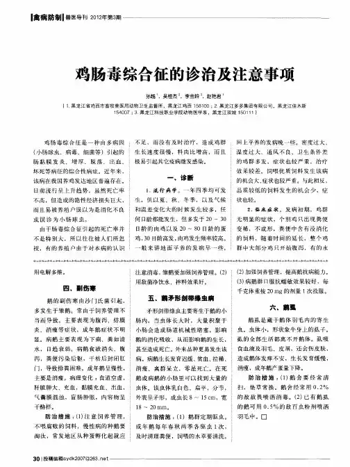 鸡肠毒综合征的诊治及注意事项