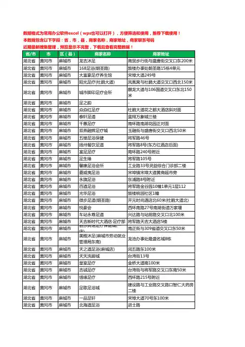 2020新版湖北省黄冈市麻城市足疗工商企业公司商家名录名单黄页联系电话号码地址大全67家