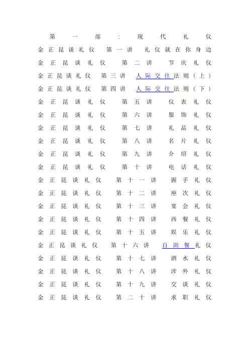 金正昆讲礼仪目录