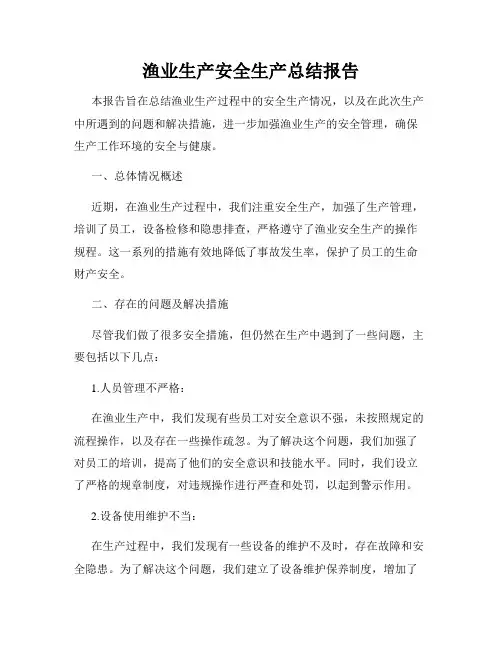 渔业生产安全生产总结报告