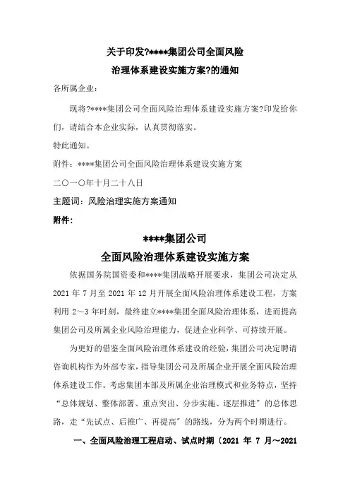 某某集团全面风险管理实施方案