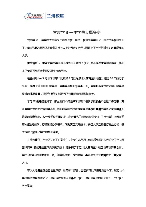 甘肃学it一年学费大概多少