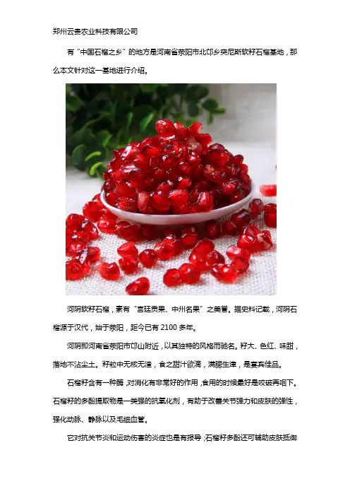 中国软籽石榴基地介绍