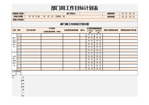 部门周工作目标计划表