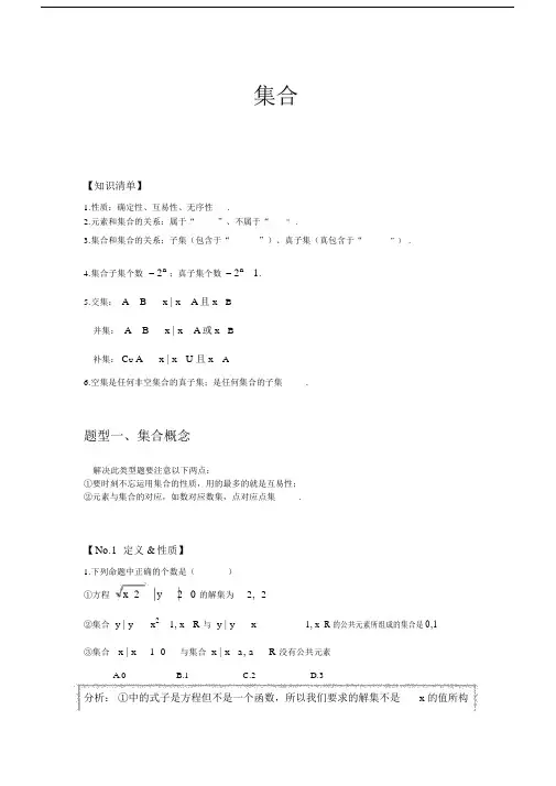 (完整word版)高中数学集合总结+题型分类+完美解析.doc