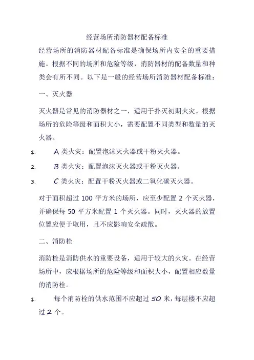 经营场所消防器材配备标准