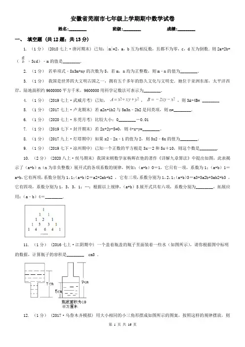 安徽省芜湖市七年级上学期期中数学试卷