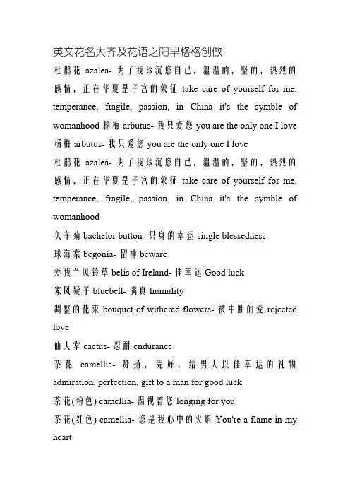 英文花名大全及花语