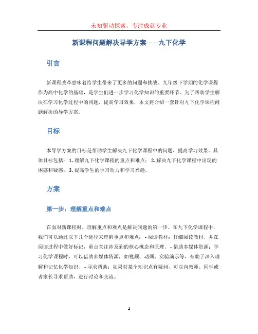新课程问题解决导学方案九下化学