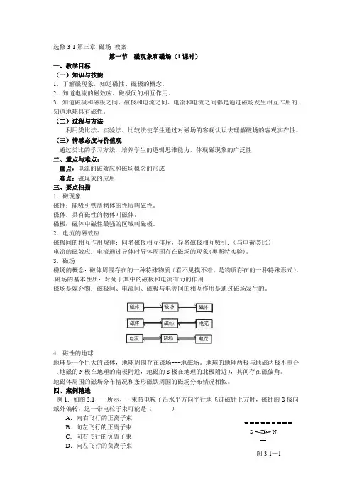 选修3-1第三章 磁场 教案.