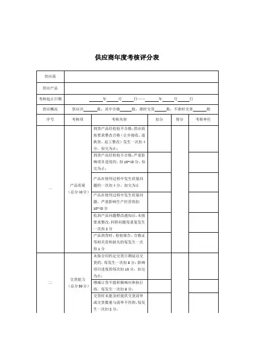 供应商年度考核表