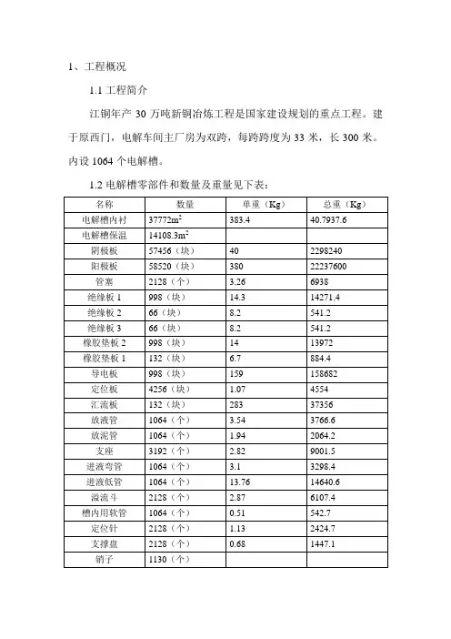 电解槽安装施工方案