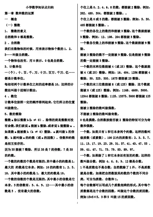 小学数学知识点总结