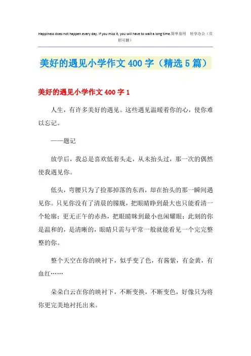 美好的遇见小学作文400字(精选5篇)