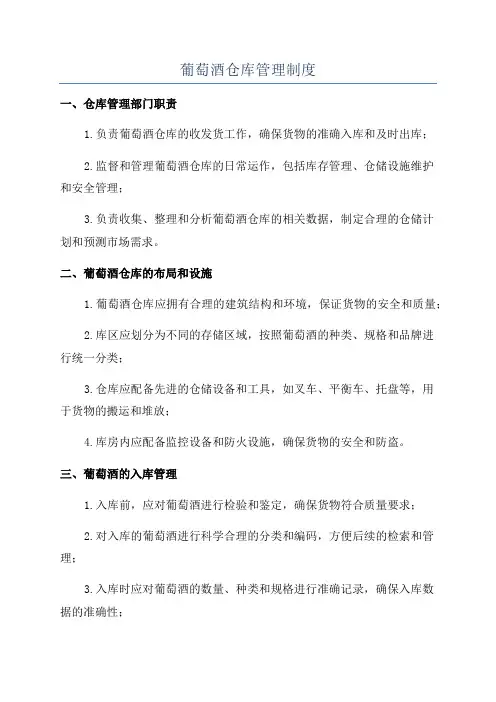 葡萄酒仓库管理制度