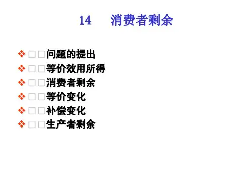 中级微观经济学14.消费者剩余