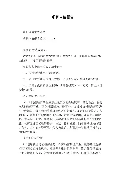 项目申请报告