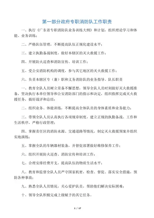 专职消防队正规化建设汇编