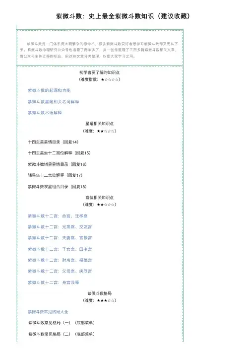 紫微斗数：史上最全紫微斗数知识（建议收藏）