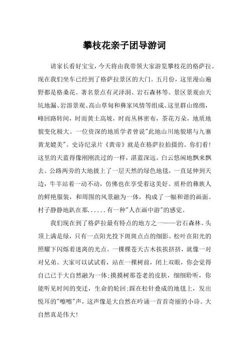 攀枝花亲子团导游词