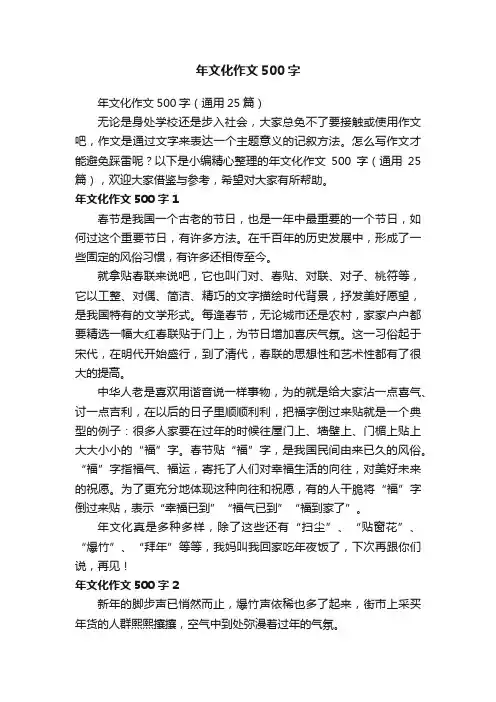 年文化作文500字