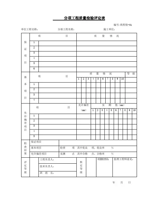 铁程检表大全