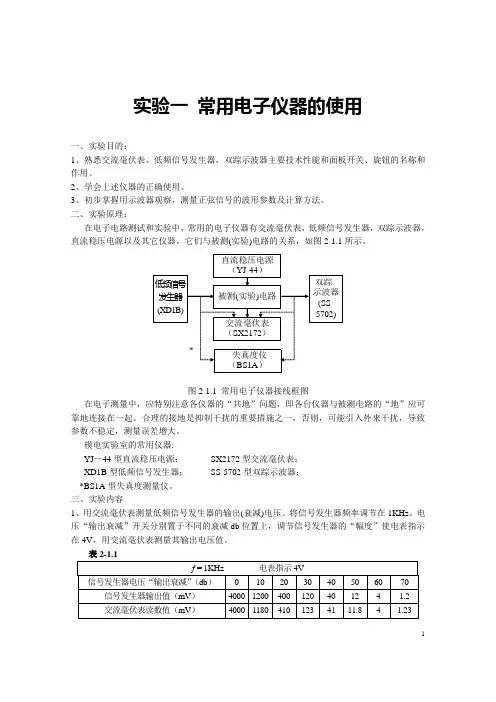 模拟电子技术标准实验报告