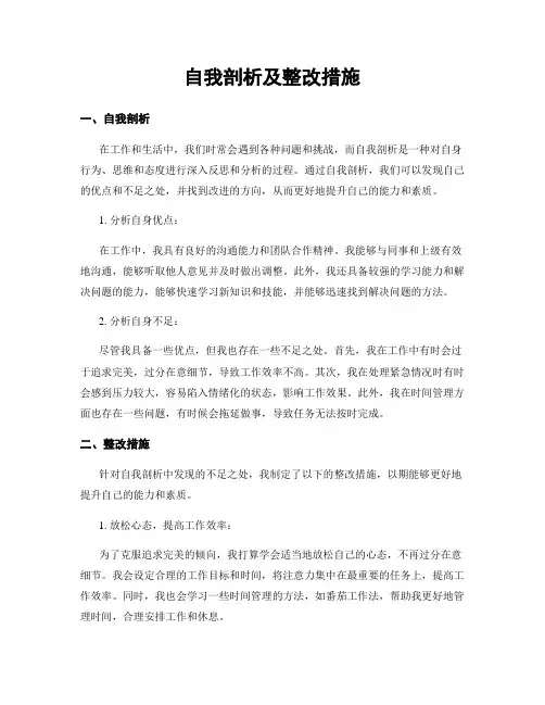 自我剖析及整改措施