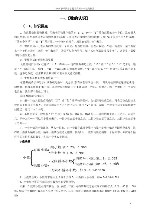 西师版小学六年级总复习数与代数