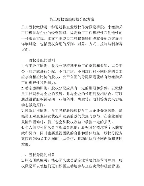 员工股权激励股权分配方案