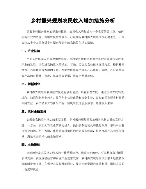 乡村振兴规划农民收入增加措施分析