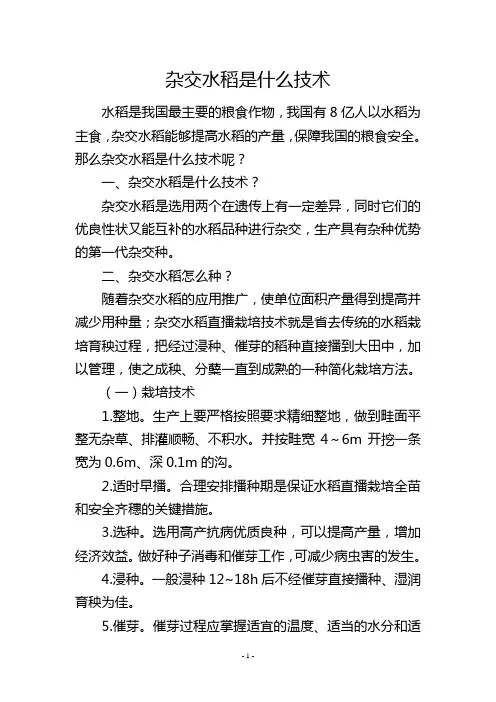 杂交水稻是什么技术