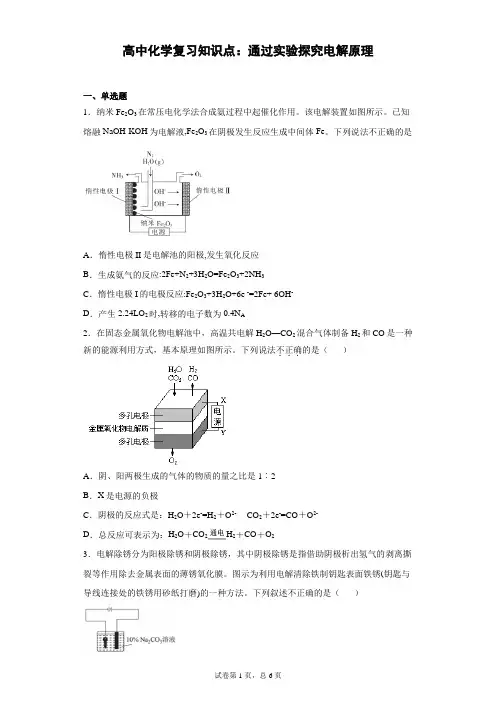 高中化学复习知识点：通过实验探究电解原理