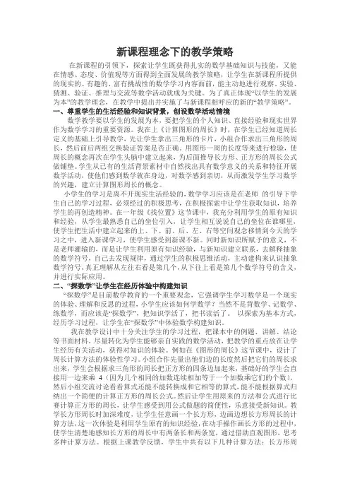 新课程理念下的教学策略