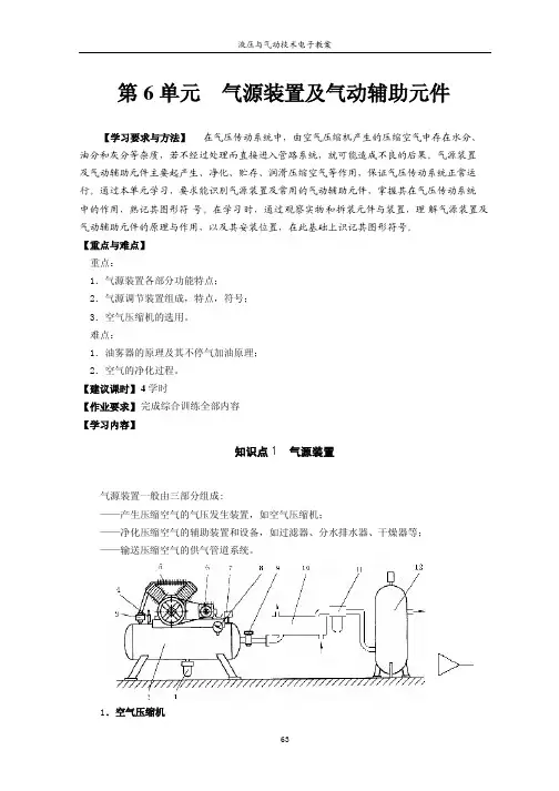 第六单元 气源装置及气动辅助元件