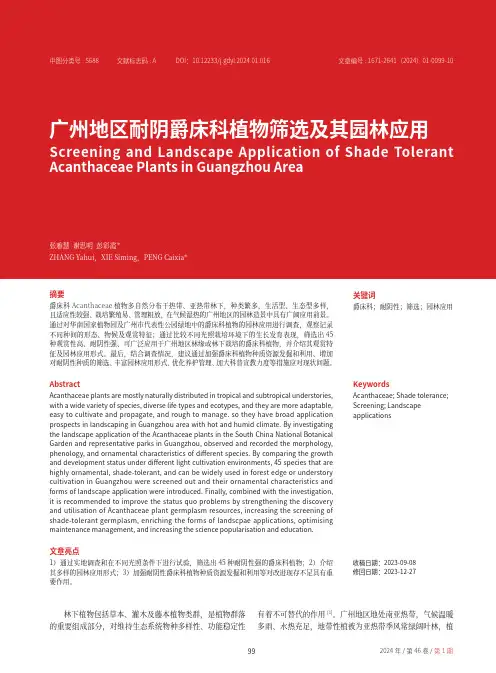 广州地区耐阴爵床科植物筛选及其园林应用