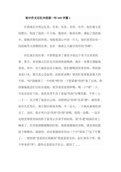 初中作文记忆中的那一年600字
