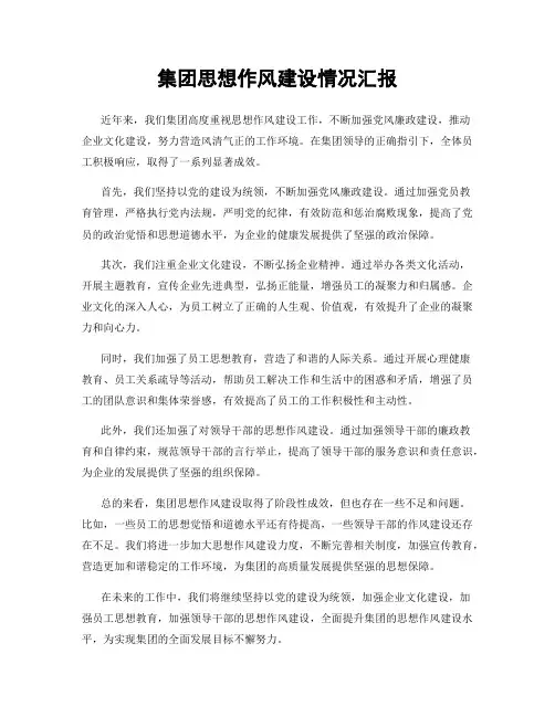 集团思想作风建设情况汇报