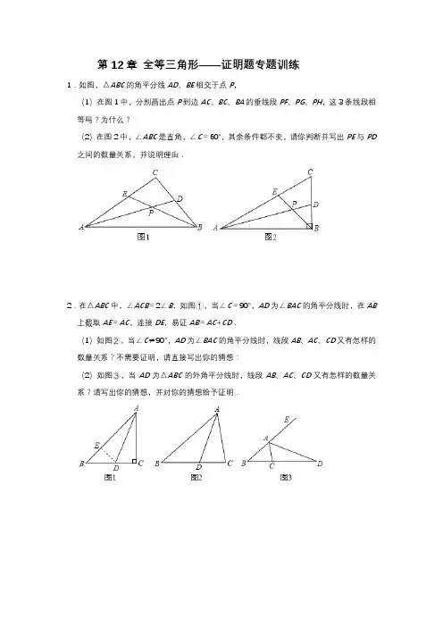 人教版八年级上册数学第12章 全等三角形—证明题专题训练