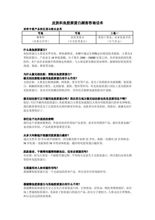医美皮肤美容鱼胶原蛋白咨询话术