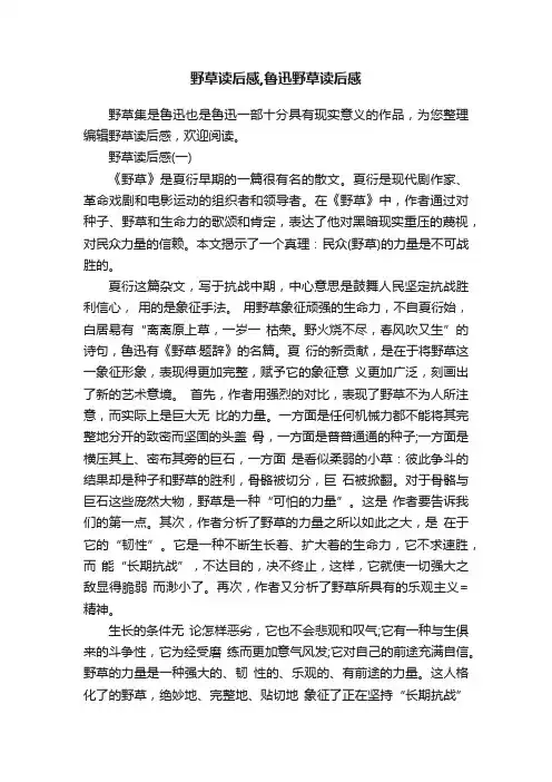 野草读后感,鲁迅野草读后感
