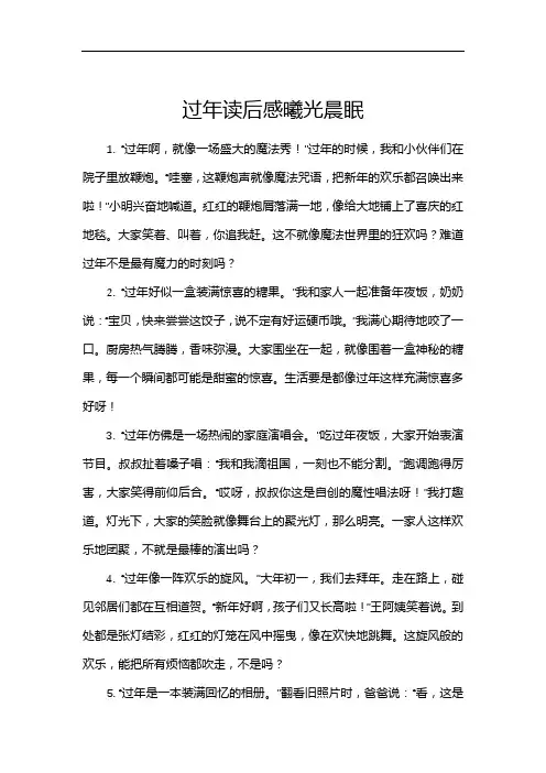 过年读后感曦光晨眠
