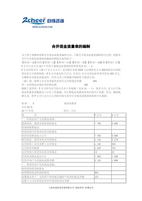 CMA培训资料_合并现金流量表的编制