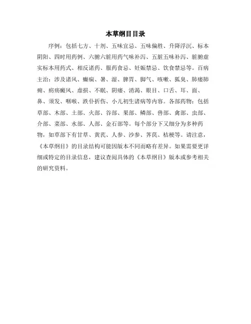 本草纲目目录